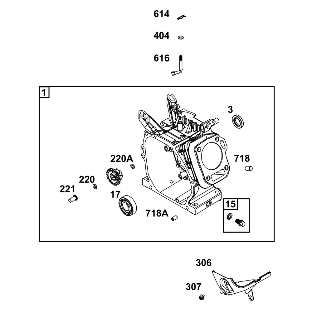 Cylinder Group Diagram and Parts List for 106232-0268-H1 100000 - 19Z999 Briggs and Stratton Engine